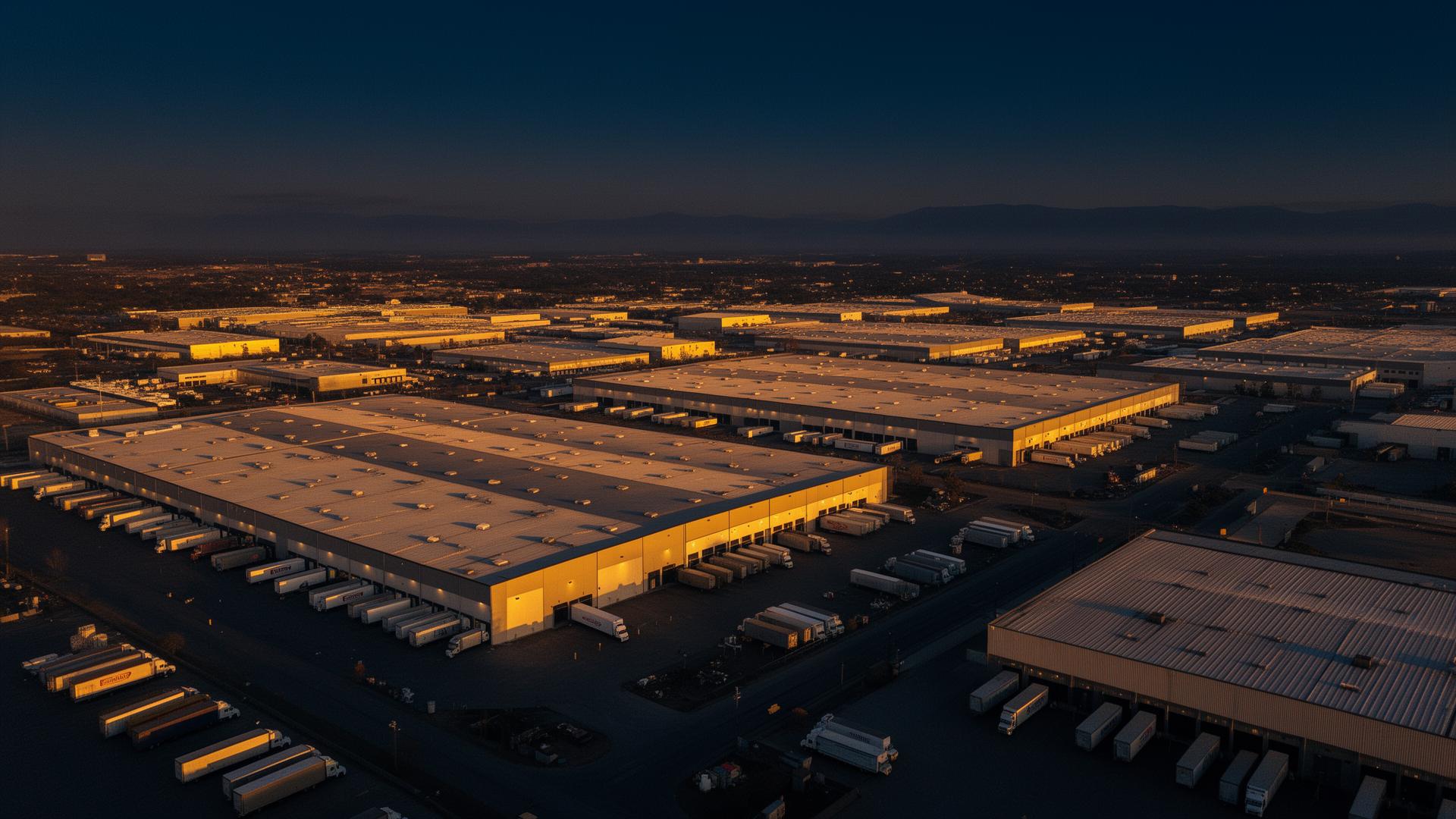 Aerial view of an industrial real estate park