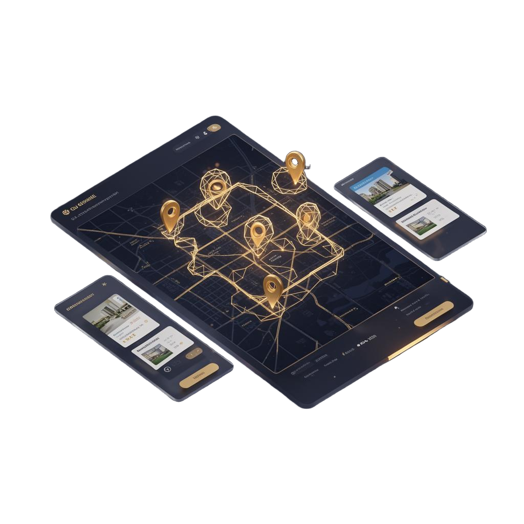 Map interface with property pins